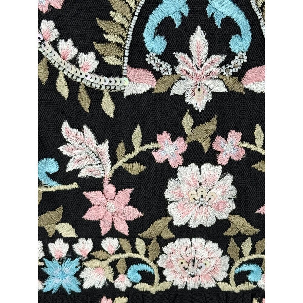 MAC DUGGAL 35111 Embroidered Floral Long Sleeve Gown in Black Size 4 NEW - Picture 8 of 11